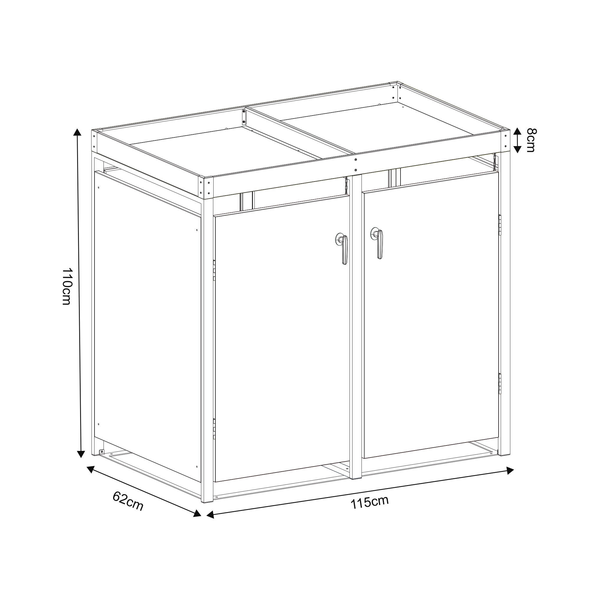 Deposito Bidoni di Rifiuti Valkeakoski Box per 2 Bidoni da 120 L - Antracite [en.casa]