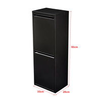 Pattumiera da parete per raccolta differenziata con 2 contenitori estraibili 93 x 33 x 25 cm nero 03_0008199