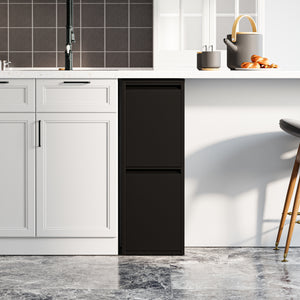 Pattumiera Sollentuna per Raccolta Differenziata con 2 Scomparti Ribaltabili Cestini a 14L - Nero [en.casa]