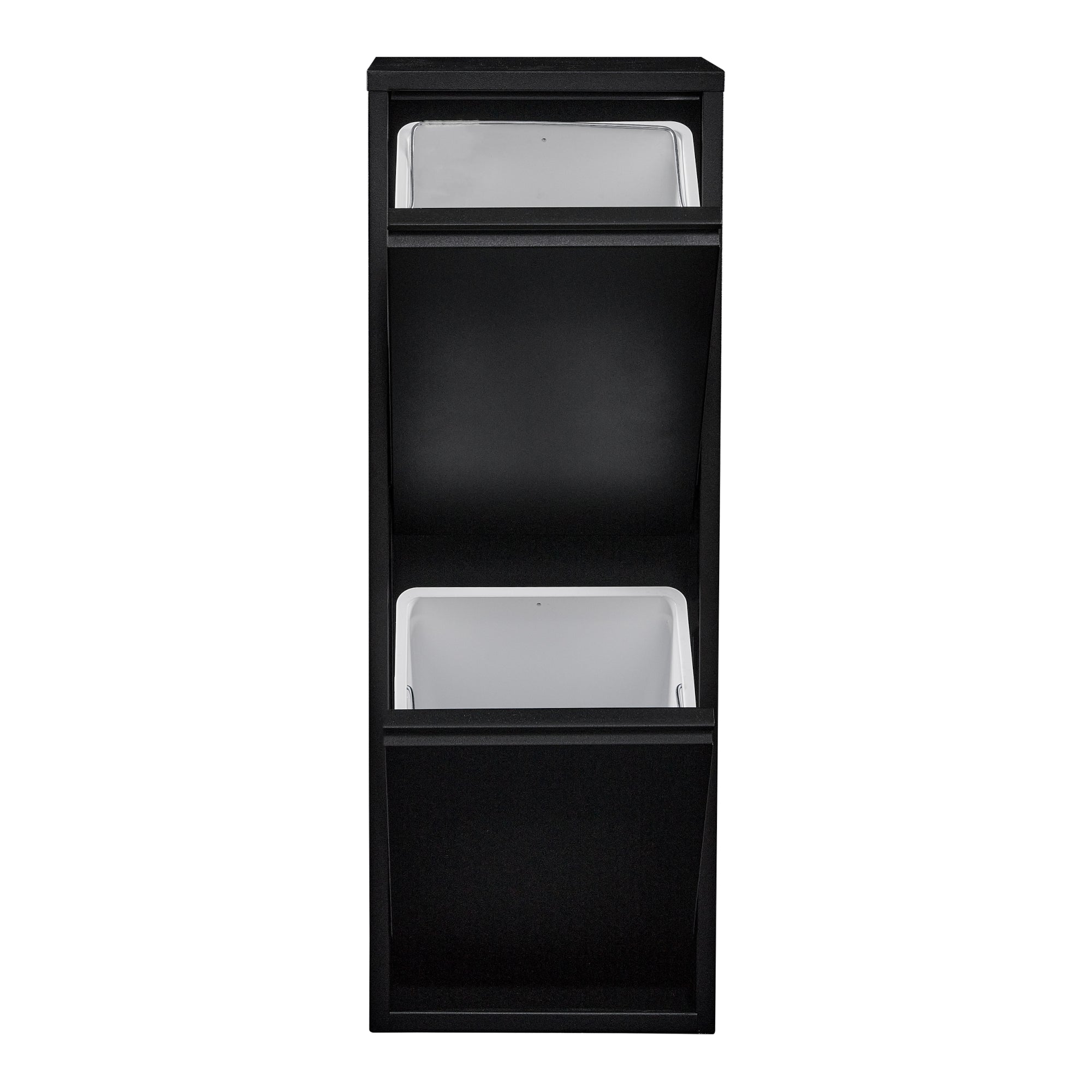 Pattumiera da parete per raccolta differenziata con 2 contenitori estraibili 93 x 33 x 25 cm nero 03_0008199