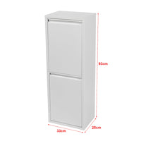 Contenitore per raccolta differenziata a parete con 2 contenitori estraibili 93 x 33 x 25 cm bianco 03_0008198