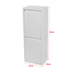 Contenitore per raccolta differenziata a parete con 2 contenitori estraibili 93 x 33 x 25 cm bianco 03_0008198