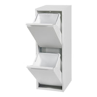 Contenitore per raccolta differenziata a parete con 2 contenitori estraibili 93 x 33 x 25 cm bianco 03_0008198