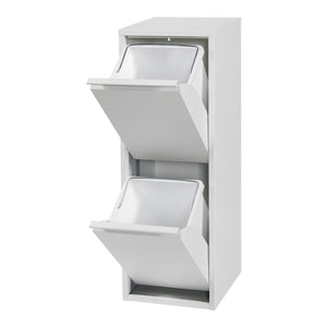 Contenitore per raccolta differenziata a parete con 2 contenitori estraibili 93 x 33 x 25 cm bianco 03_0008198