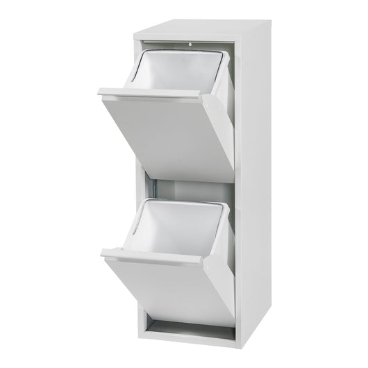 Contenitore per raccolta differenziata a parete con 2 contenitori estraibili 93 x 33 x 25 cm bianco 03_0008198
