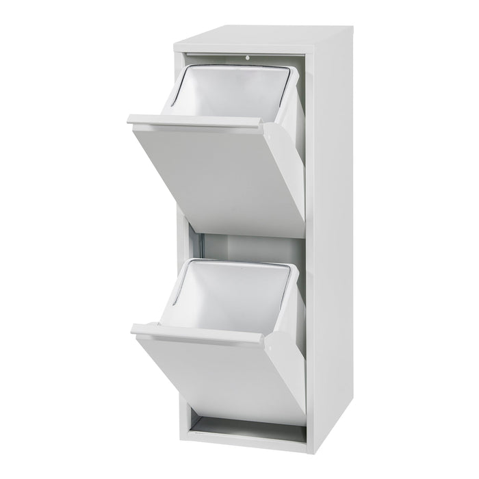 Contenitore per raccolta differenziata a parete con 2 contenitori estraibili 93 x 33 x 25 cm bianco 03_0008198