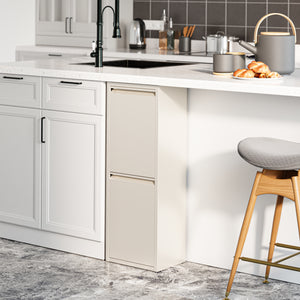 Pattumiera Sollentuna per Raccolta Differenziata con 2 Scomparti Ribaltabili Cestini a 14L - Bianco Pepe [en.casa]