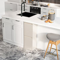 Pattumiera Sollentuna per Raccolta Differenziata con 2 Scomparti Ribaltabili Cestini a 14L - Bianco Pepe [en.casa]