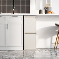 Pattumiera Sollentuna per Raccolta Differenziata con 2 Scomparti Ribaltabili Cestini a 14L - Bianco Pepe [en.casa]