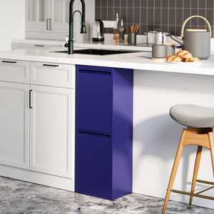 Pattumiera Sollentuna per Raccolta Differenziata con 2 Scomparti Ribaltabili Cestini a 14L - Blu Notte [en.casa]