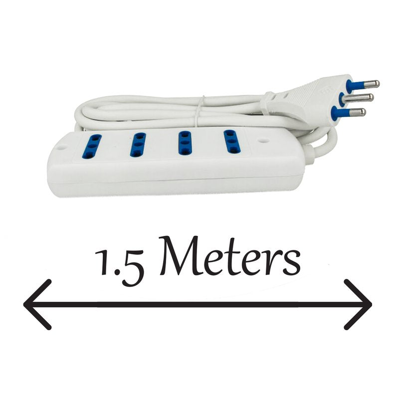 Multipresa Ciabatta Elettrica 4 Posti Cavo Da 1,5 Metri Colore Bianco