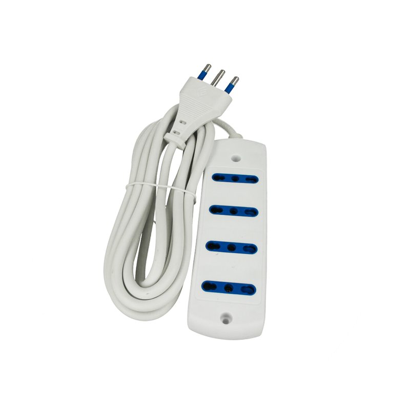 Multipresa Ciabatta Elettrica 4 Posti Cavo Da 3 Metri Colore Bianco