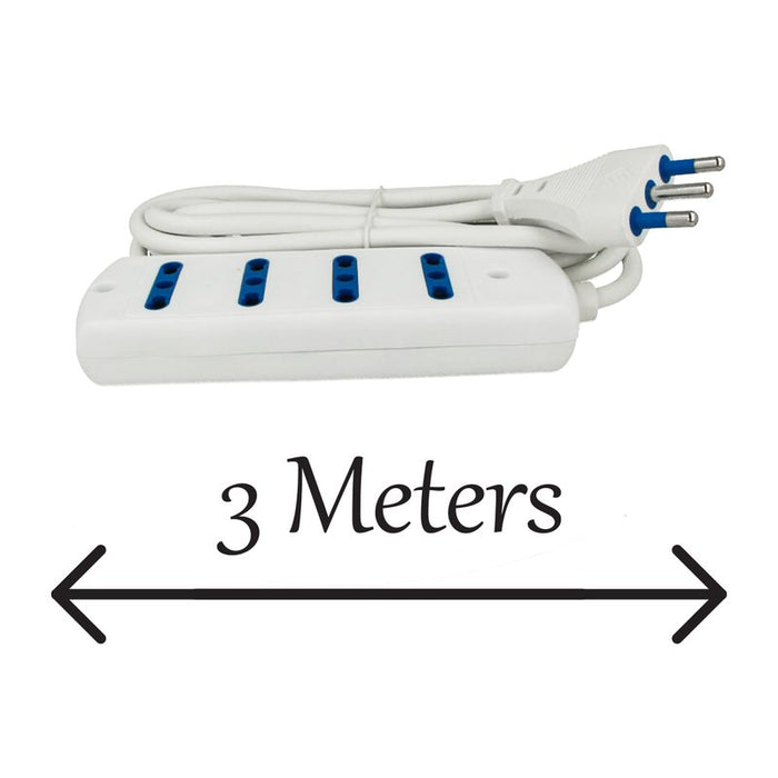 Multipresa Ciabatta Elettrica 4 Posti Cavo Da 3 Metri Colore Bianco