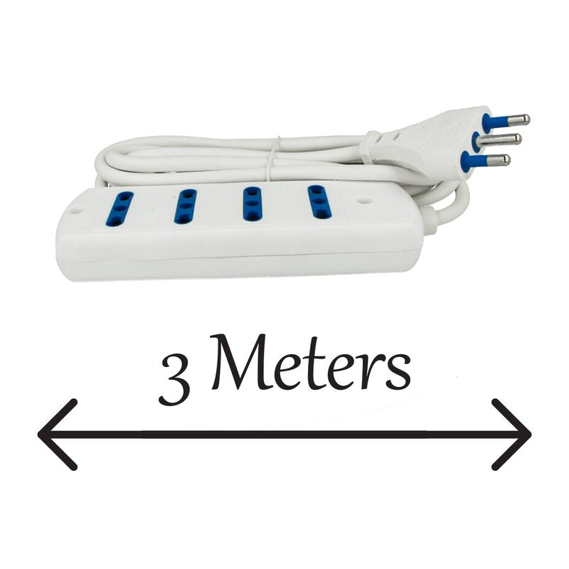 Multipresa Ciabatta Elettrica 4 Posti Cavo Da 3 Metri Colore Bianco