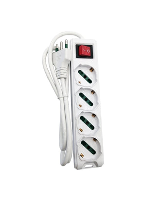 Multipresa Ciabatta Elettrica 4 Schuko 10/16A Bianca con Interruttore