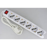 Multipresa Ciabatta Elettrica 6 Posti 10/16A Schuko Cavo 1,5 Metri Max 3500W Spina 16A Laterale SKU-8713