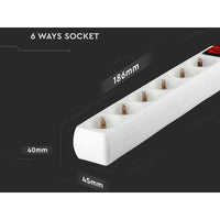 Multipresa Ciabatta Elettrica 6 Posti Schuko Spina Tipo Ibrido F + E Cavo Lunga 5 Metri Con Interruttore SKU-8769