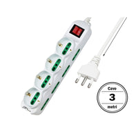 Multipresa Ciabatta Elettrica Cavo 1,5M Con 12 Posti 4 Prese Schuko 10/16A + 8 Prese Bipasso 2P+T 10/16A Interruttore