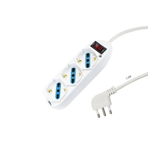 Multipresa Ciabatta Elettrica Cavo 1,5M Con 3 Posti Prese Universale 10/16A Schuko e Interruttore Spina 10A Laterale Bianco