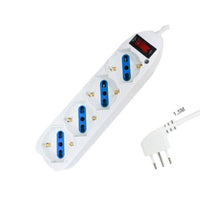 Multipresa Ciabatta Elettrica Cavo 1,5M Con 4 Posti Prese Universale 10/16A Schuko e Interruttore Spina 10A Laterale Bianco