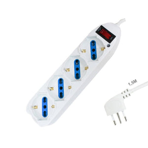 Multipresa Ciabatta Elettrica Cavo 1,5M Con 4 Posti Prese Universale 10/16A Schuko e Interruttore Spina 10A Laterale Bianco