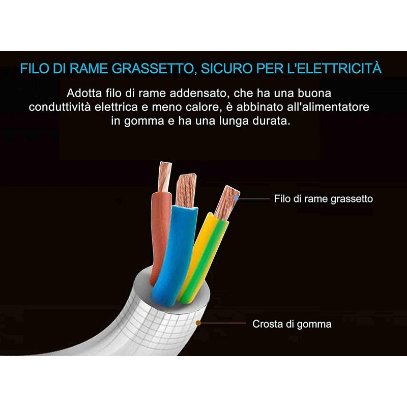 Multipresa Ciabatta Elettrica Cavo 3M Con 12 Posti 4 Prese Schuko 10/16A + 8 Prese Bipasso 2P+T 10/16A Interruttore