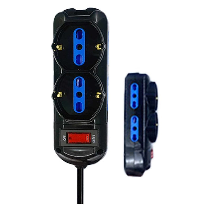 Multipresa Ciabatta Elettrica a 6 Posti 4 Prese 10A/16A + 2 Presa 10A/16A Bipasso Schuko con Interruttore e Spina 10A Cavo 1.5m Nero