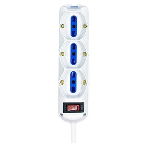 Multipresa Ciabatta Elettrica a 9 Posti 6 Prese 10A/16A + 3 Presa 10A/16A Bipasso Schuko con Interruttore e Spina 10A Cavo 1.5m Bianco