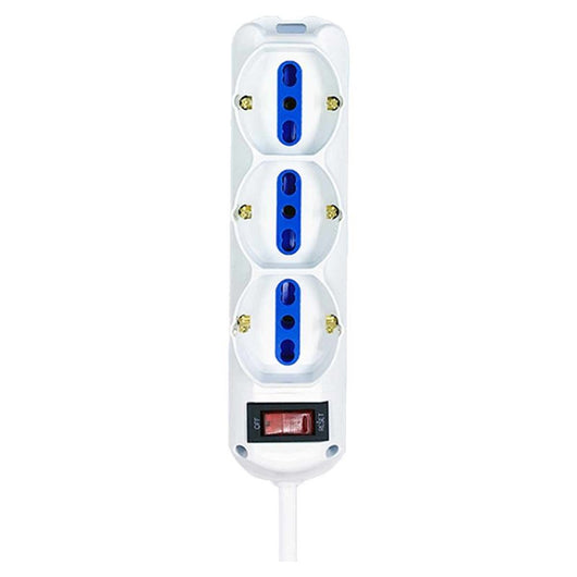 Multipresa Ciabatta Elettrica a 9 Posti 6 Prese 10A/16A + 3 Presa 10A/16A Bipasso Schuko con Interruttore e Spina 10A Cavo 1.5m Bianco