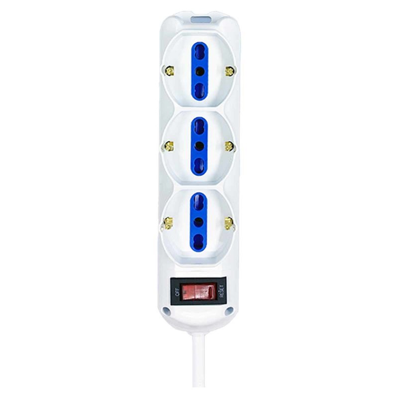 Multipresa Ciabatta Elettrica a 9 Posti 6 Prese 10A/16A + 3 Presa 10A/16A Bipasso Schuko con Interruttore e Spina 10A Cavo 1.5m Bianco