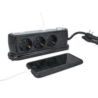 Multipresa Ciabatta da Tavolo 3 Prese Schuko 16A 2P e 2 Porte USB 5V 2,4A Con Interruttore Colore Nero SKU-8817