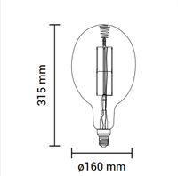 Lampada led bulbo e27 8 watt ps160 filamento risparmio energetico 1800k