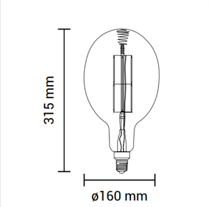 Lampada led bulbo e27 8 watt ps160 filamento risparmio energetico 1800k