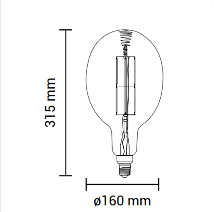 Lampada led bulbo e27 8 watt ps160 filamento risparmio energetico 1800k