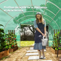 Serra Tunnel da Giardino 3 x 4 x 2 m con Porta Avvolgibile e Grandi Finestre, in Acciaio Zincato e PE, Verde