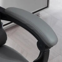 Sedia da Ufficio Ergonomica Reclinabile a 145° con Poggiapiedi Estraibile in Finta Pelle, Grigio