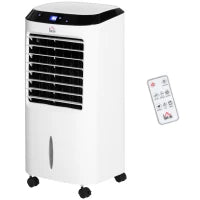 Climatizzatore Raffrescante d'Aria Mobile, Ventilatore Ionizzatore 4 in 1 con Telecomando, Portatile, Silenzioso, Oscillante 60W, Capacità Massima Serbatoio 10L, Ideale Stanze 20 m² Massimo, Bianco e Nero