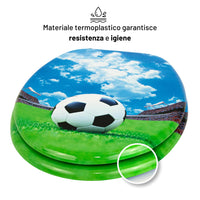 Sedile copri wc universale frizionato fantasia mdf chiusura rallentata *** fantasia stadium, confezione 1