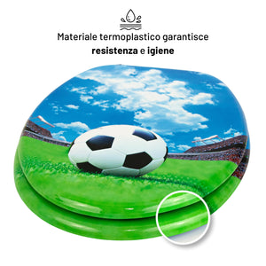 Sedile copri wc universale frizionato fantasia mdf chiusura rallentata *** fantasia stadium, confezione 1