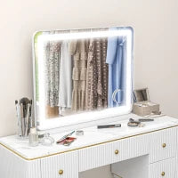 Specchio per Trucco con LED Regolabili, Ingranditore 10x, Presa USB e Comandi Touch, 80x62x14cm