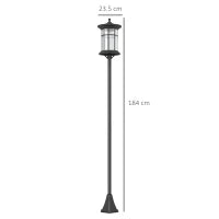 Lampione Solare da Giardino Alto 184cm con Luce LED Bianco Freddo e IP44, Nero