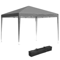 Gazebo Pop-up, Gazebo da Giardino Pieghevole Anti-UV con Sacco di Trasporto, Acciaio, Oxford 3 x 3 x 2.55 m, Grigio