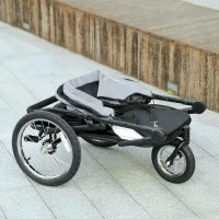 Passeggino per cani 3 ruote con piegatura facile, borsa portaoggetti, cuscino soffice, guinzaglio di sicurezza, grigio