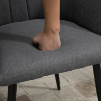 Set 2 Sedie Imbottite Moderne con Rivestimento in Tessuto per Soggiorno e Salotto, Grigio Scuro