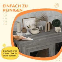 Gabbia per Cani, Gabbia per Cuccioli, con Piano, Cuscino Idrorepellente, Griglie in Acciaio, Piedini Regolabili, 94x60x71.5 cm, Grigio