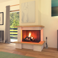 Camino siviglia rivestimento pietra focolare refrattario ds90 aperto a parete