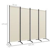 Paravento da Esterno e Interno a 4 Pannelli Pieghevole, 221x50x172cm, Crema