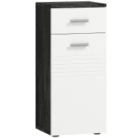 kleankin Mobile Bagno con Cassetto e Armadietto in Legno, 35x30x77.5cm, Bianco e Nero