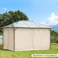 Set di 4 Pareti Laterali per Gazebo da Giardino Tondeggiante, 300 x 400 cm, Resistente Alle Intemperie, Beige