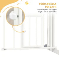 Cancellino per Cani taglia Piccola e Media con Chiusura Automatica, in Acciaio e PA, 74-100x76 cm, Bianco